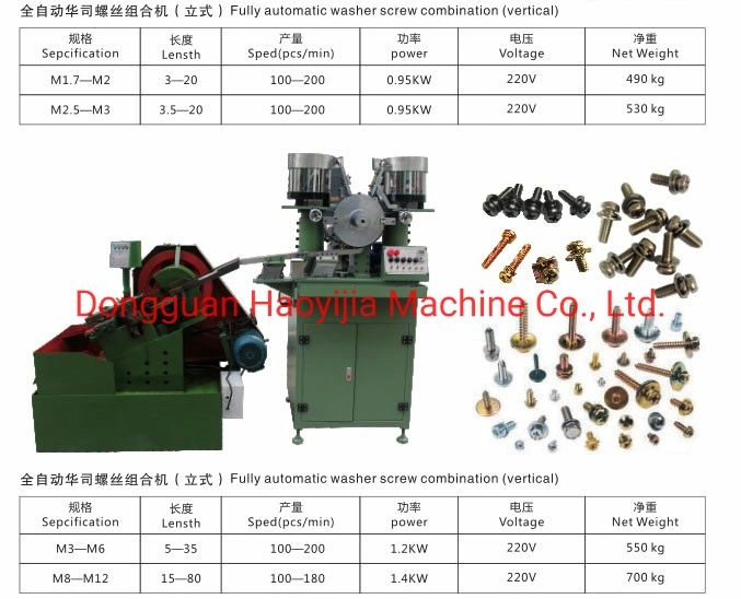 Automatic M3-M6 Fasteners Making Machine Washer Assembly Machine for Bolt and Washer Combination Machine